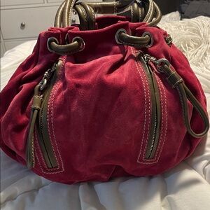 Elegant Rena Lange Burgandy/ Red Suede leather Women's Hobo bag